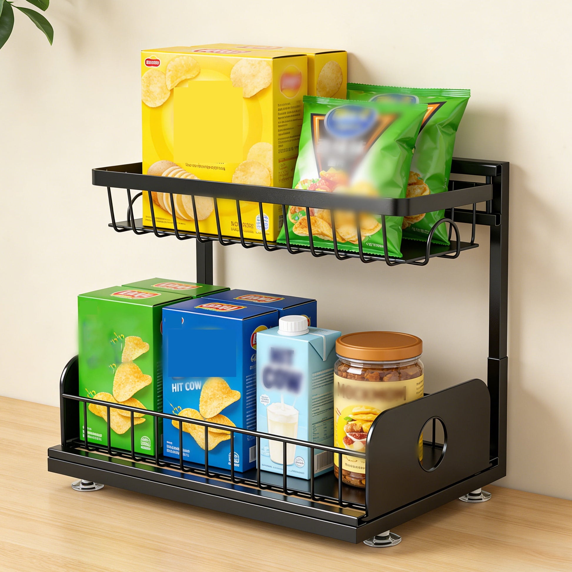 Maximize Your Space with Our 2 Pack Under Sink Organizer - Durable 2 Tier Metal Pull Out Storage Solution for Kitchen and Bathroom