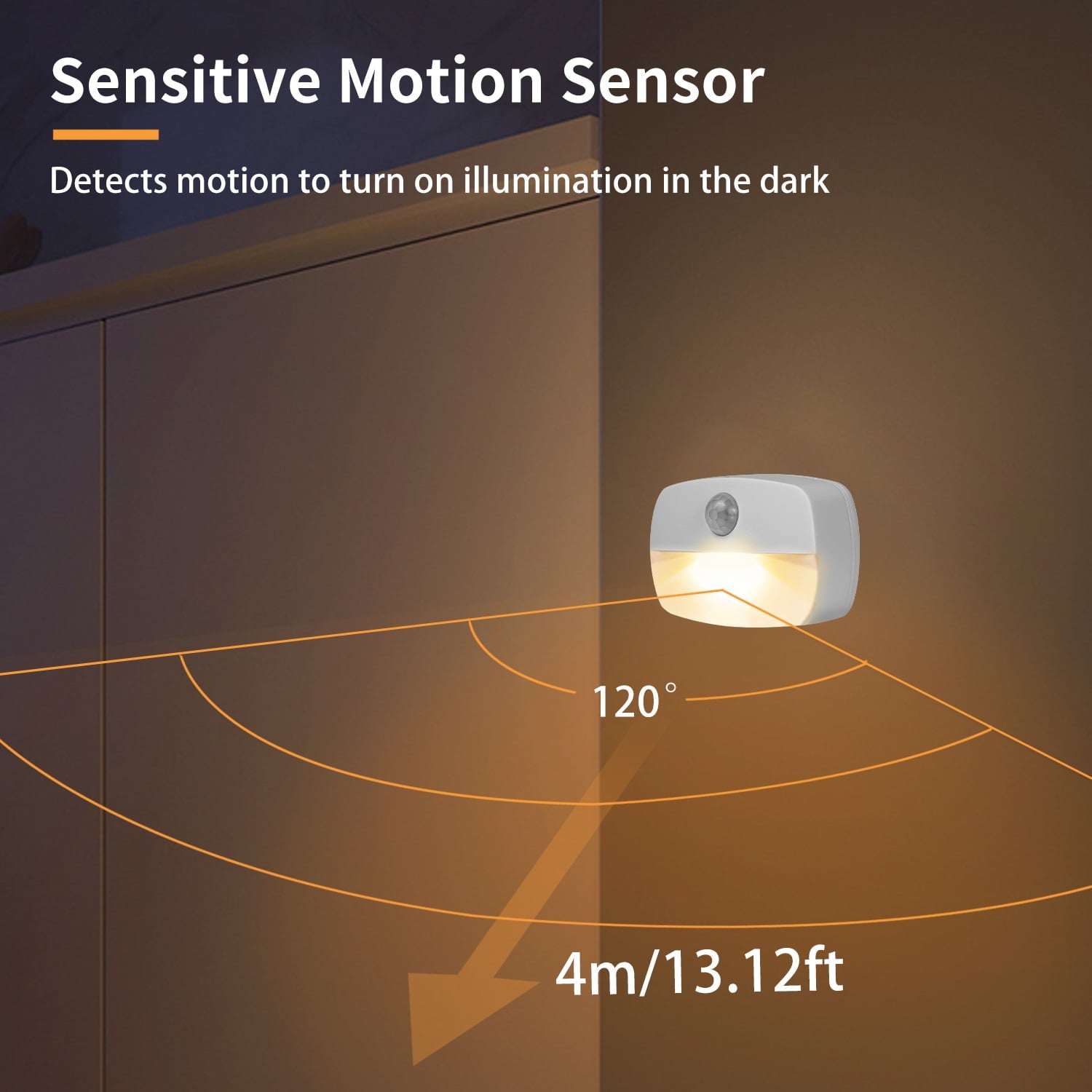 Illuminate Your Space with the 2-Pack Battery Powered Motion Sensor LED Night Lights – Perfect for Adults & Kids (Warm 3000K)
