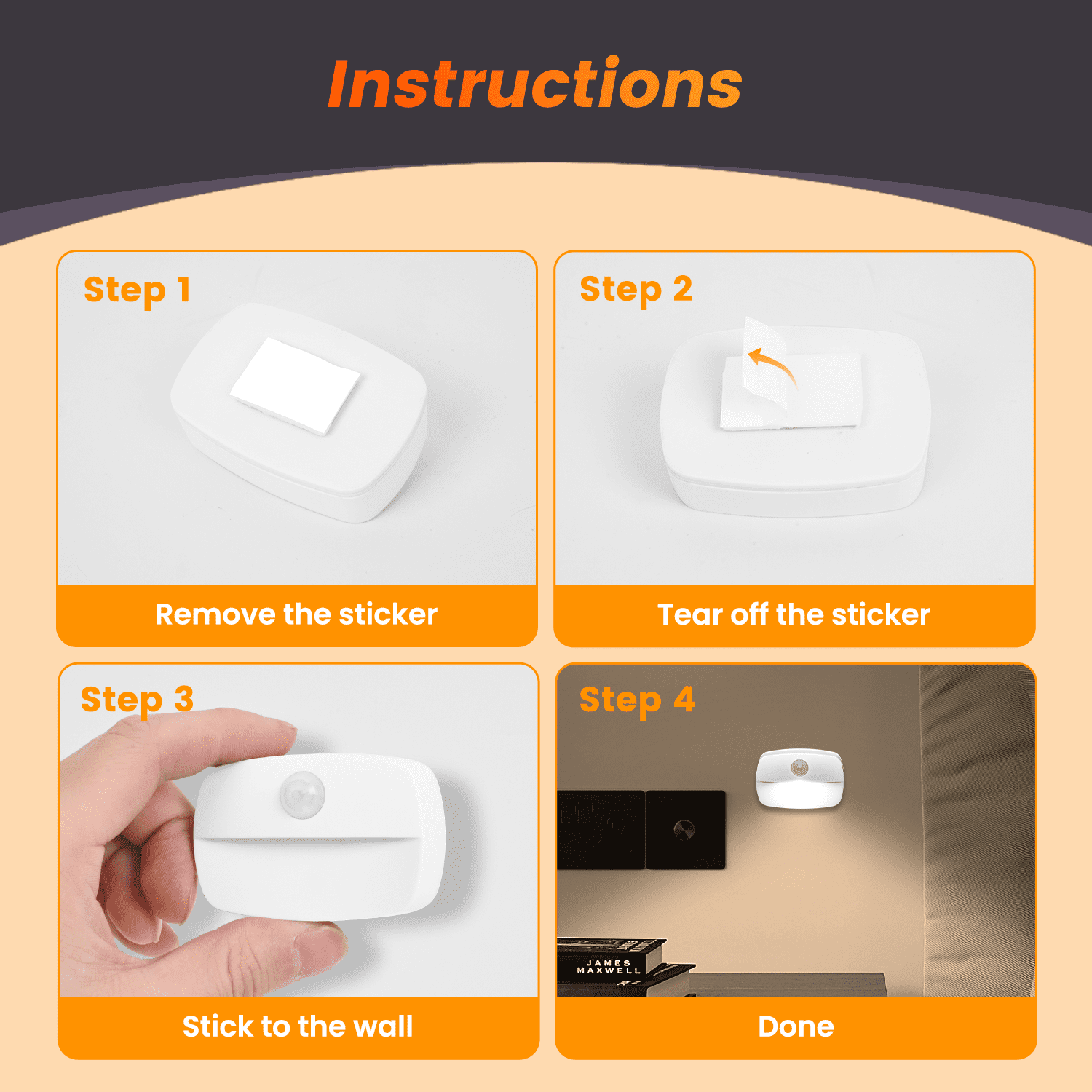 Illuminate Your Space with the 2-Pack Battery Powered Motion Sensor LED Night Lights – Perfect for Adults & Kids (Warm 3000K)