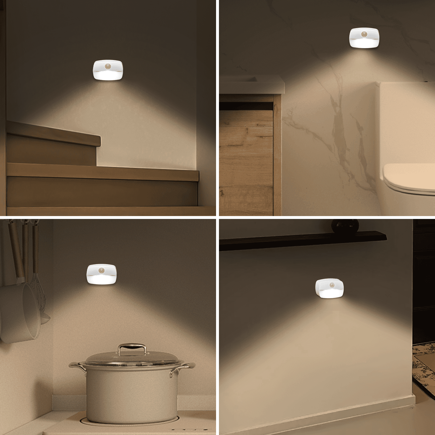 Illuminate Your Space with the 2-Pack Battery Powered Motion Sensor LED Night Lights – Perfect for Adults & Kids (Warm 3000K)
