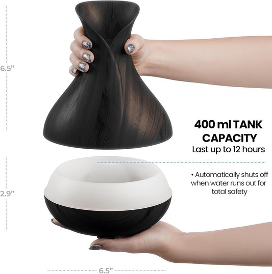 Transform Your Space with the Smart Wifi Humidifier - Aromatherapy Essential Oil Diffuser with App & Voice Control - 400ml Ultrasonic Diffuser for Home - Elegant Dark Brown Design