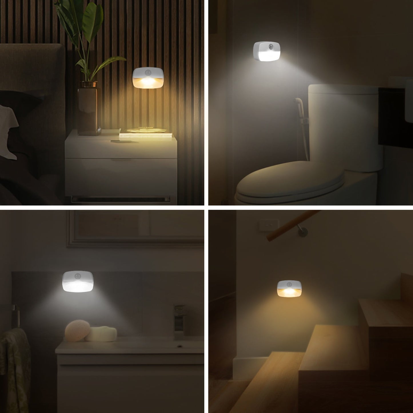 Illuminate Your Space with the 2-Pack Battery Powered Motion Sensor LED Night Lights – Perfect for Adults & Kids (Warm 3000K)