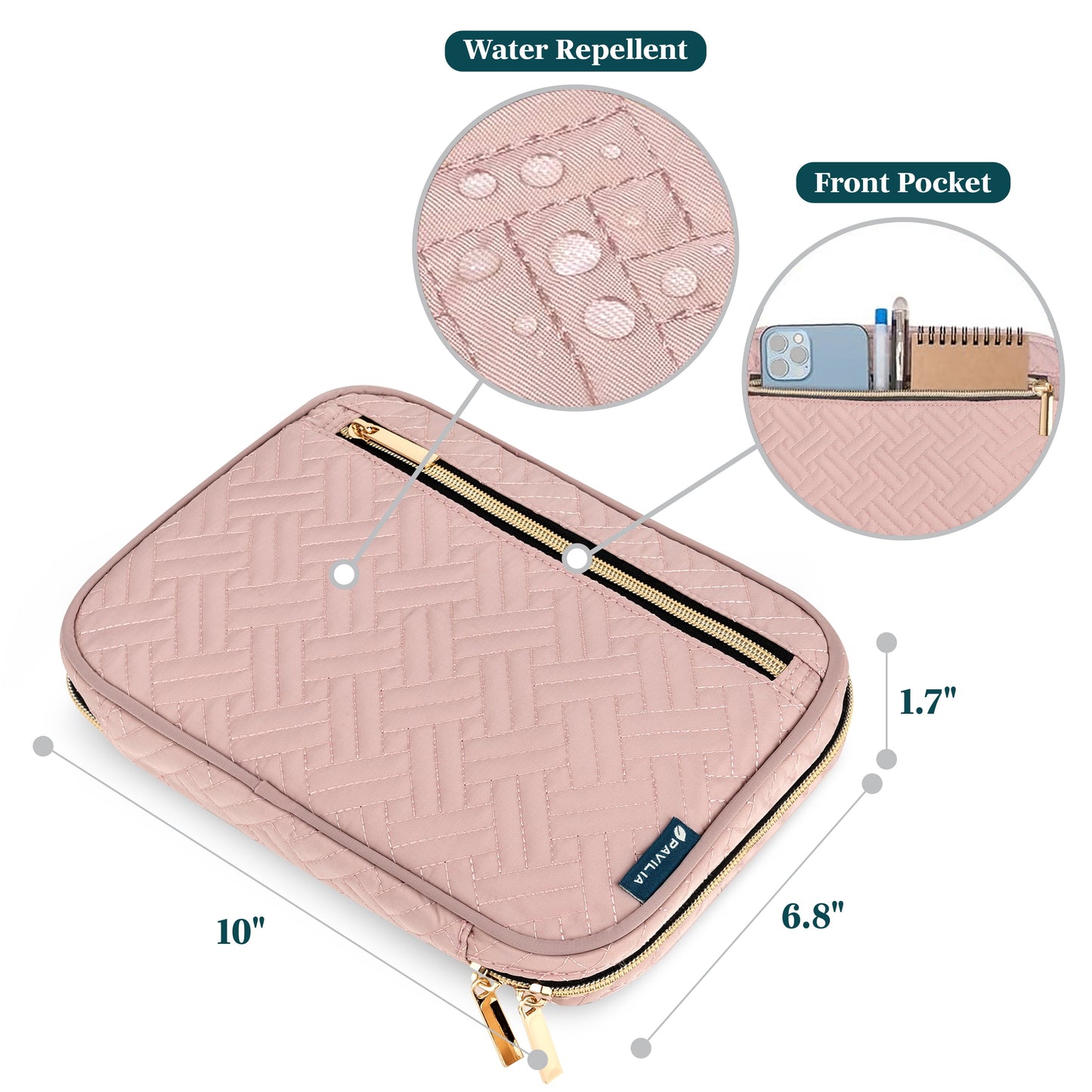 Travel Cord Organizer, Electronic Organizer Travel Case, Tech Organizer Travel Case, Cable Organizer Travel Storage, Small Charger Cord Bag Pouch, Travel Accessories Tech Gifts Men, Pink Quilt